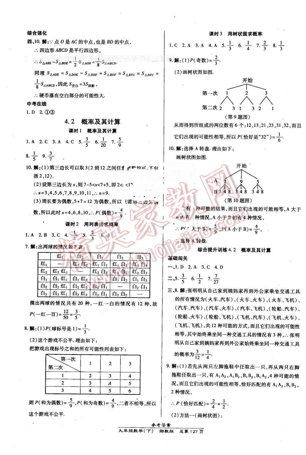 2016年高效課時(shí)通10分鐘掌控課堂九年級(jí)數(shù)學(xué)下冊(cè)湘教版 第21頁(yè)