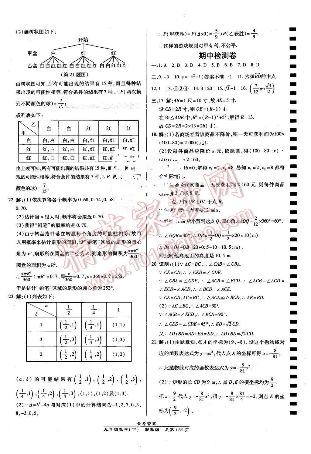 2016年高效課時(shí)通10分鐘掌控課堂九年級(jí)數(shù)學(xué)下冊(cè)湘教版 第30頁(yè)