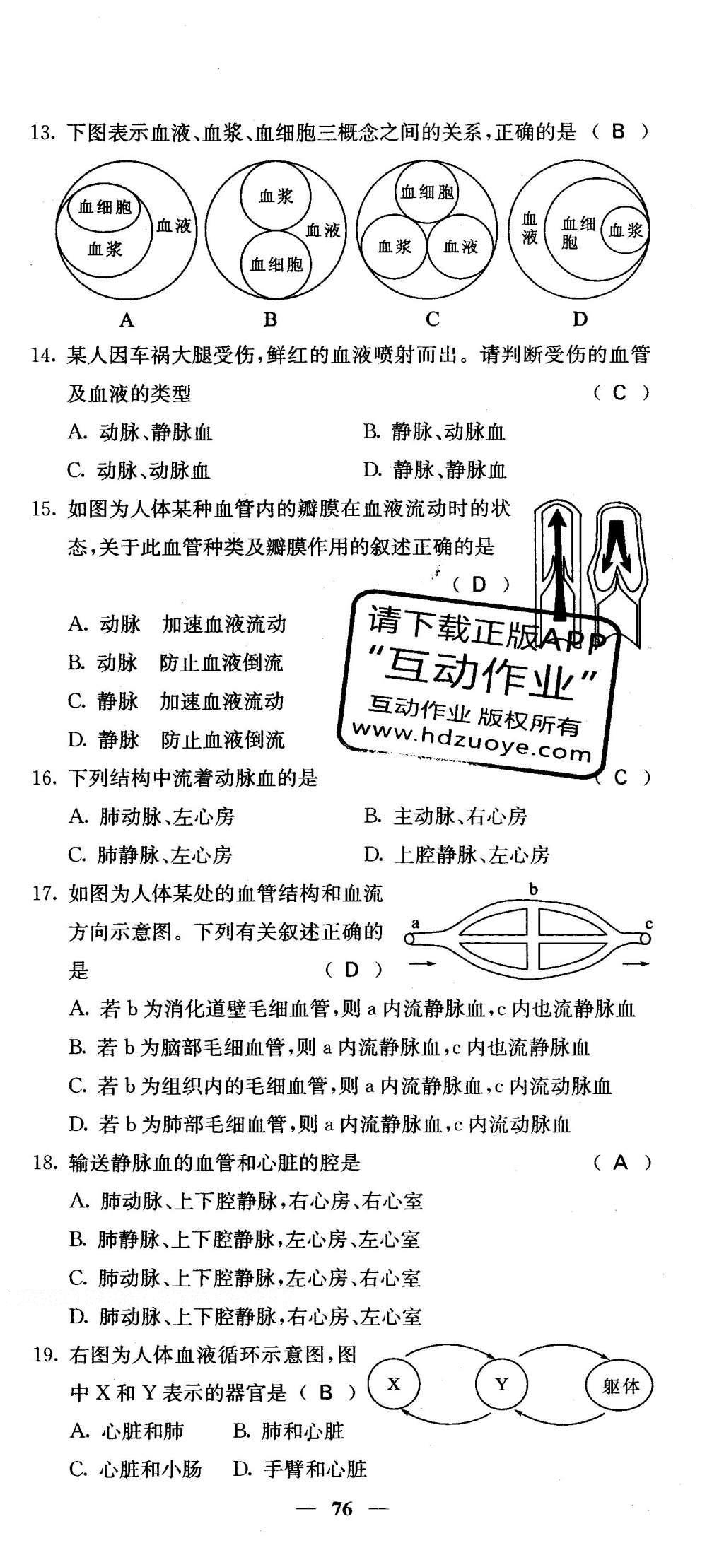 2016年課堂點睛七年級生物下冊人教版 綜合測試卷第70頁