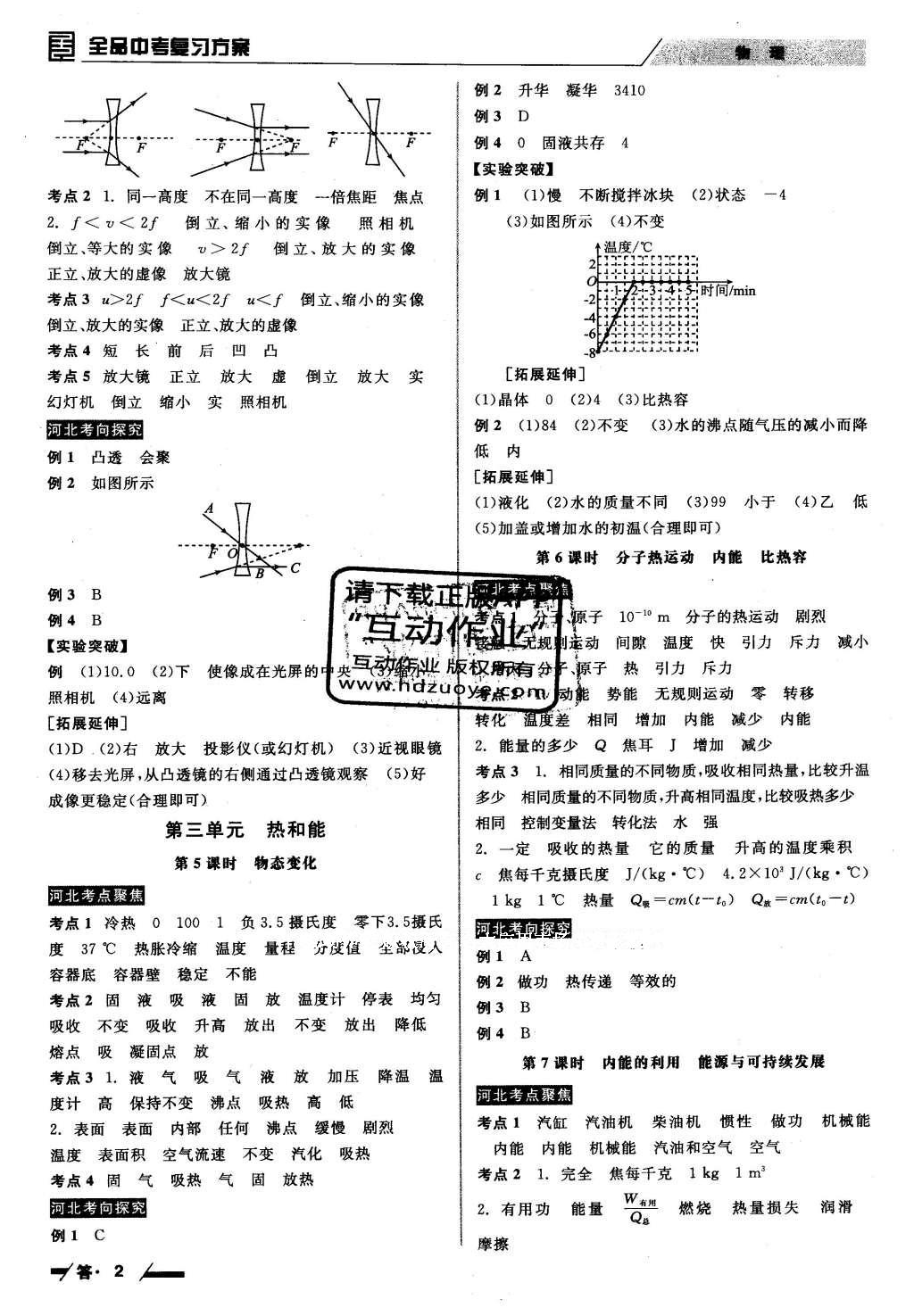 2016年全品中考復(fù)習(xí)方案物理河北 參考答案第6頁