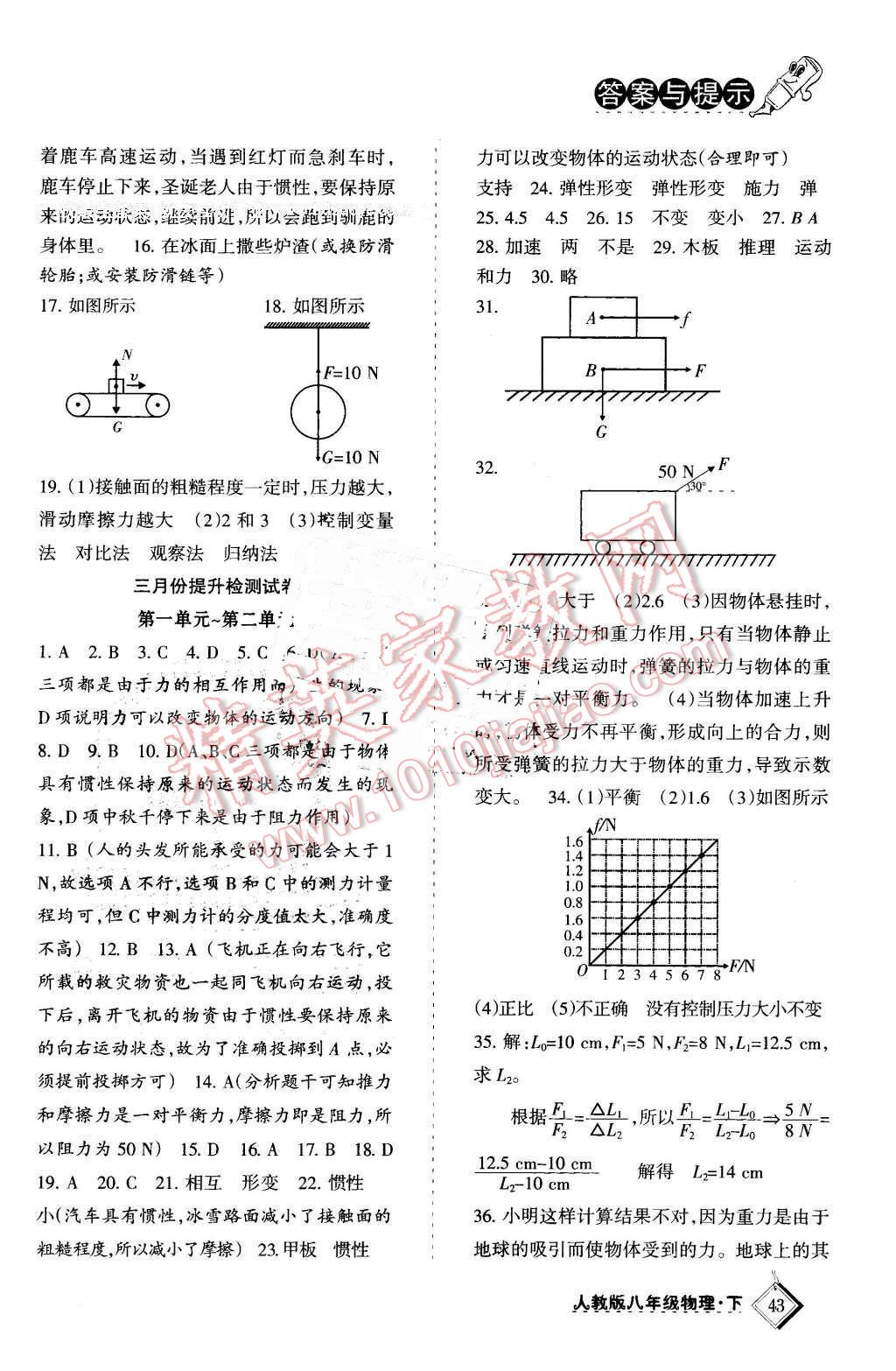 2016年目標(biāo)與檢測綜合能力達(dá)標(biāo)質(zhì)量檢測卷八年級物理下冊人教版 第2頁