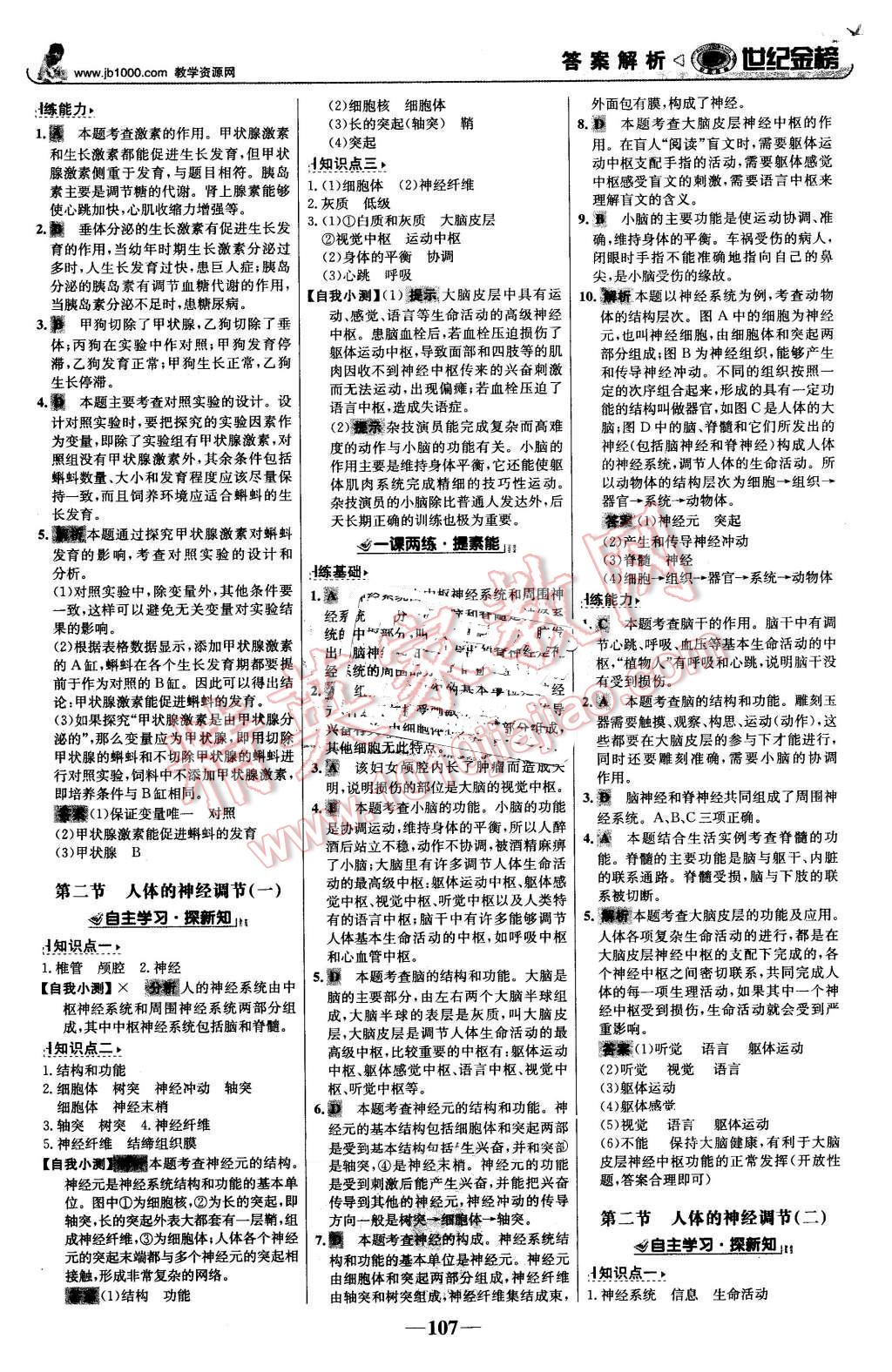 2016年世紀(jì)金榜金榜學(xué)案七年級(jí)生物下冊(cè)蘇教版 第16頁(yè)