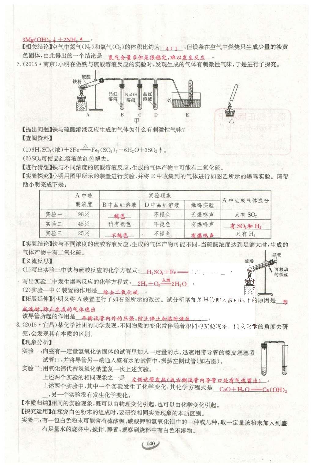 2016年思維新觀察中考化學(xué) 第二部分 題型分析第140頁