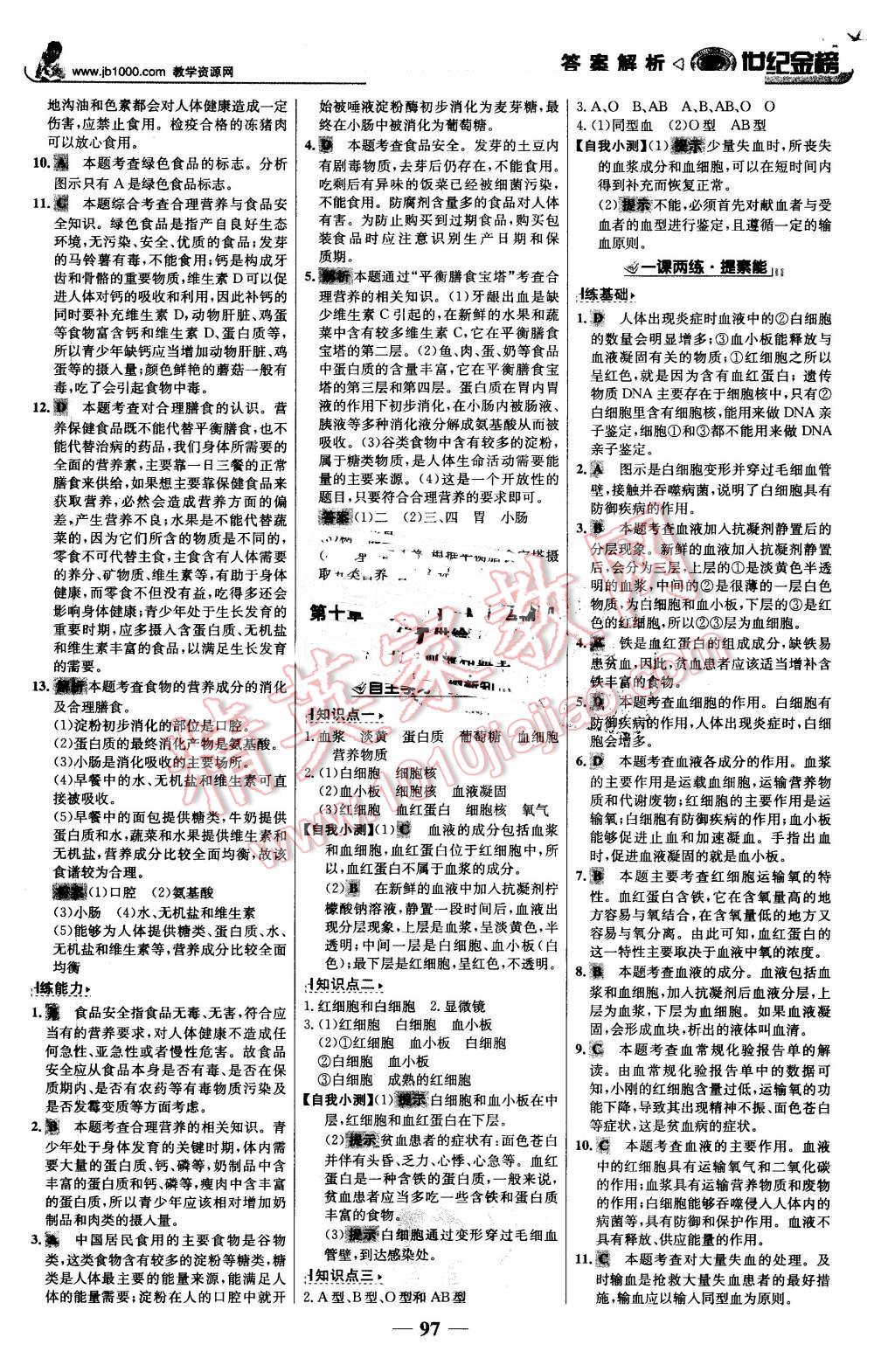 2016年世纪金榜金榜学案七年级生物下册苏教版 第6页