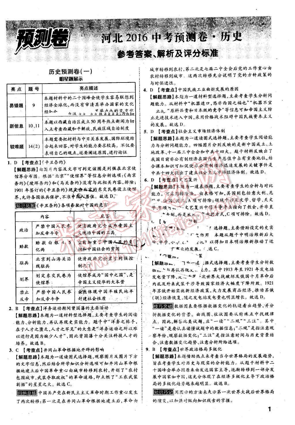 2016年萬(wàn)唯教育河北中考預(yù)測(cè)卷終極預(yù)測(cè)8套卷歷史第12年第12版 第1頁(yè)