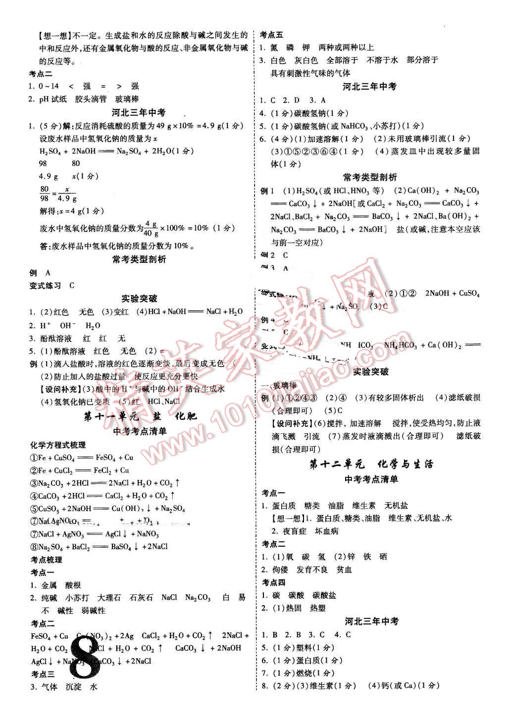 2016年河北中考面对面化学第12年第12版 第8页