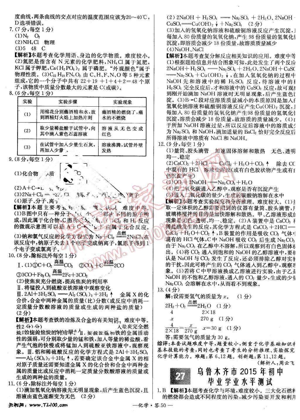 2016年新课标全国中考试题精选精华版化学 第49页