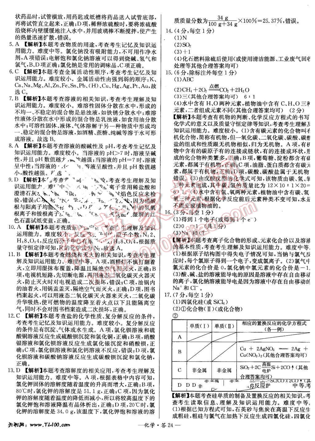 2016年新課標(biāo)全國(guó)中考試題精選精華版化學(xué) 第23頁(yè)