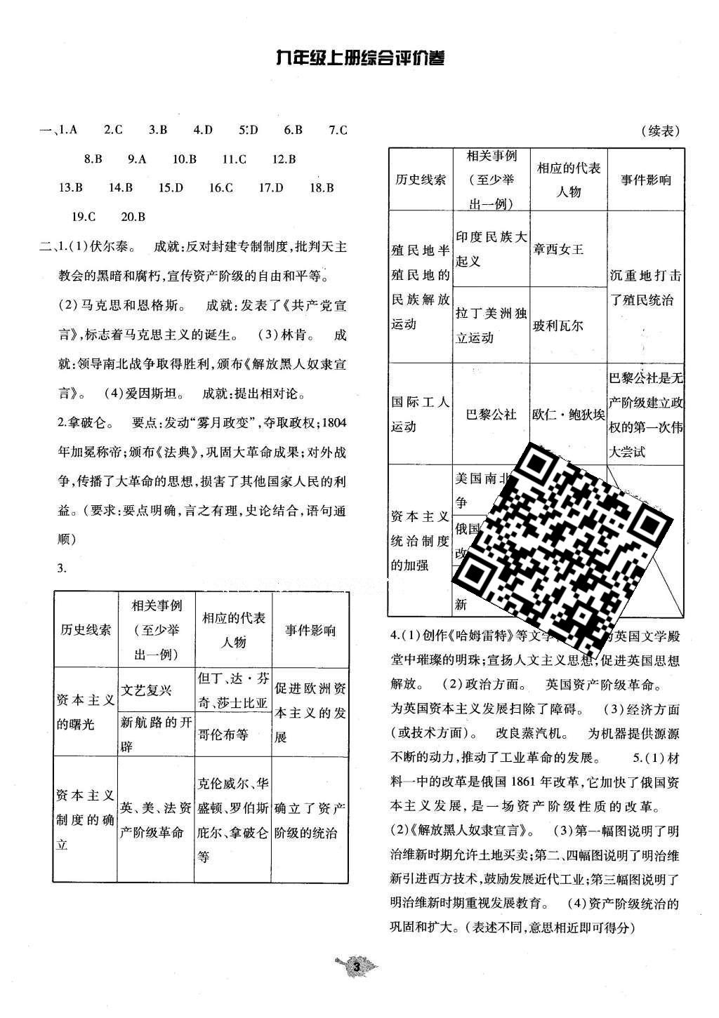 2016年基礎(chǔ)訓(xùn)練九年級歷史全一冊人教版河南省內(nèi)使用 單元評價(jià)卷答案第25頁