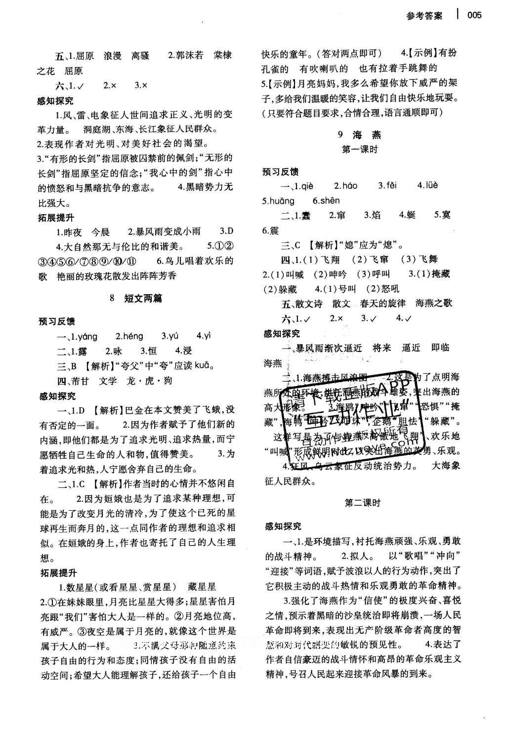 2016年基礎(chǔ)訓(xùn)練八年級語文下冊人教版河南省內(nèi)使用 參考答案第75頁