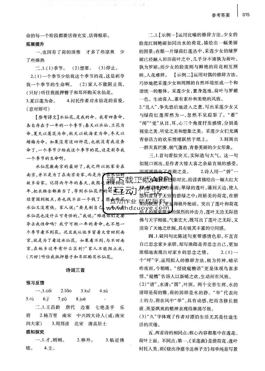 2016年基础训练八年级语文下册北师大版河南省内使用 参考答案第86页