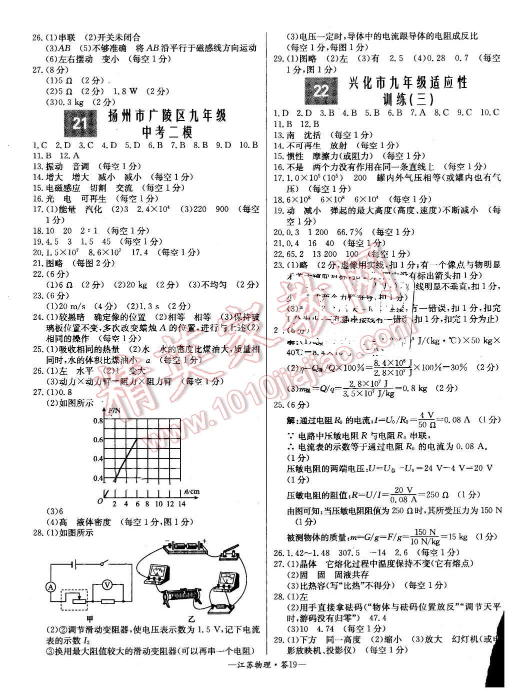 2016年天利38套江苏省13大市中考试题精选物理 第19页