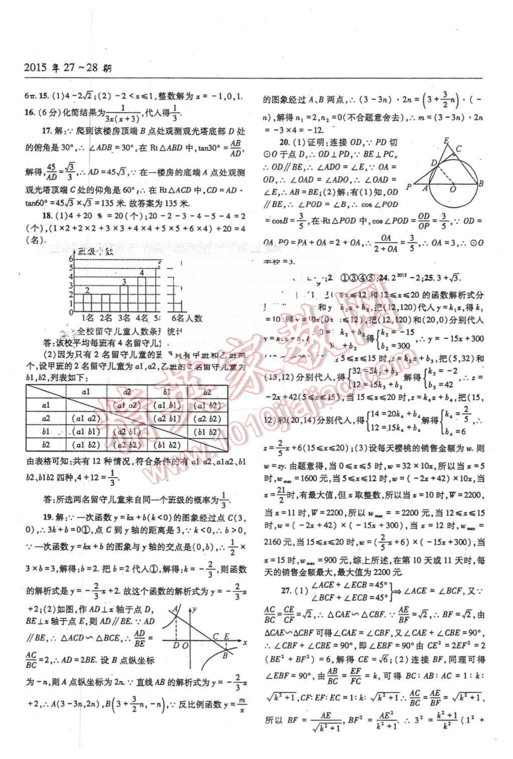 2016年理科爱好者中考总复习数学北师大版第27-28期 第61页