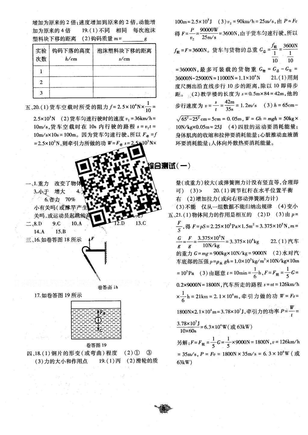 2016年基礎(chǔ)訓(xùn)練八年級(jí)物理下冊(cè)教科版河南省內(nèi)使用 單元評(píng)價(jià)卷答案第22頁(yè)