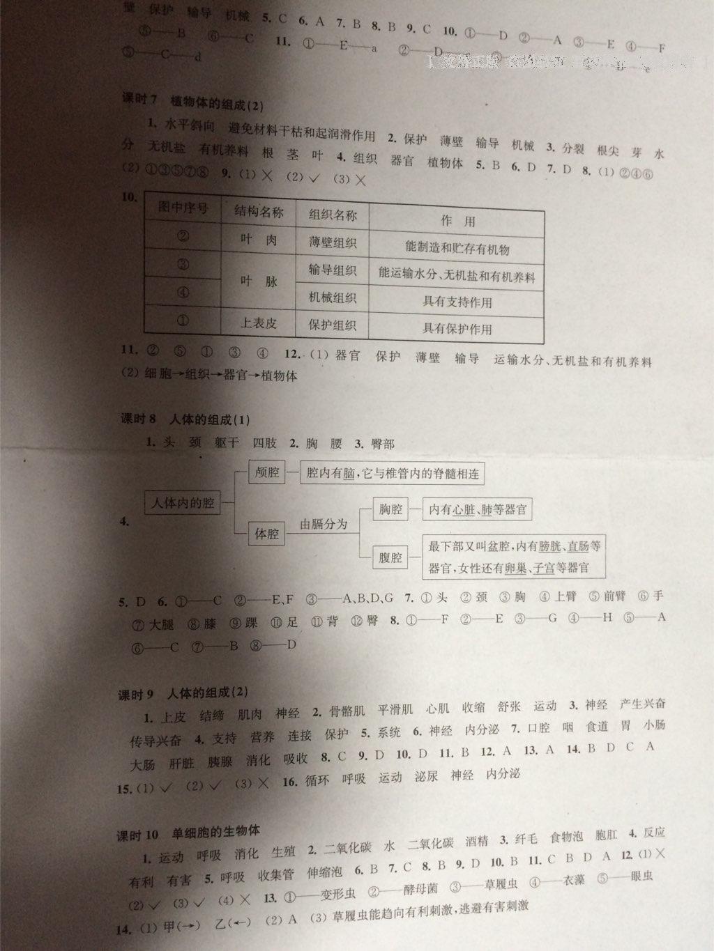 2016年同步练习七年级生物学下册苏科版江苏凤凰科学技术出版社 第16页