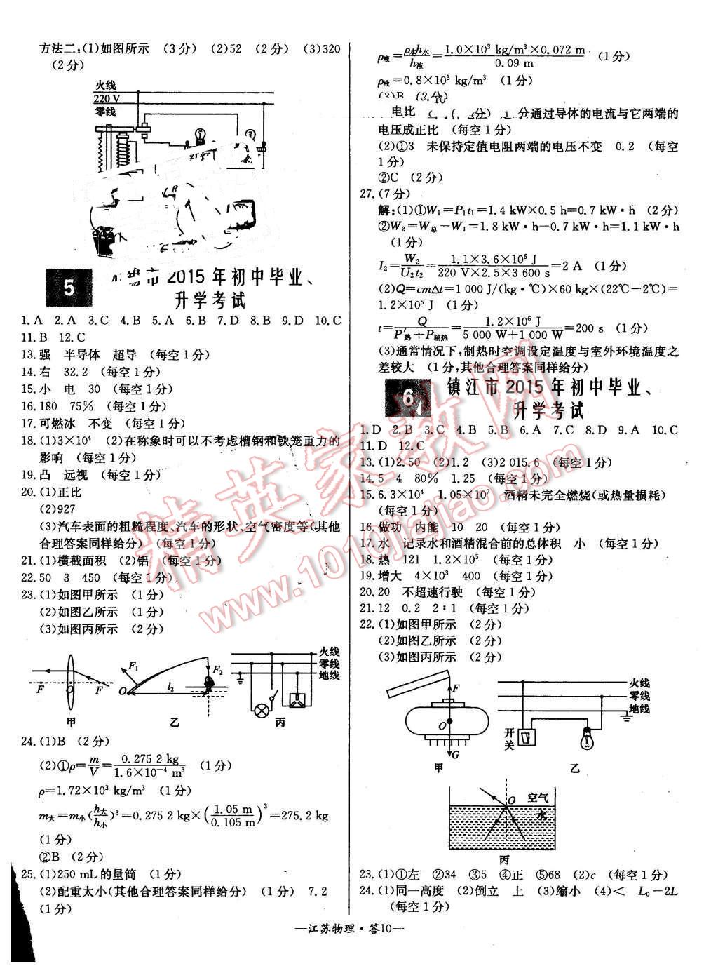 2016年天利38套江蘇省13大市中考試題精選物理 第10頁