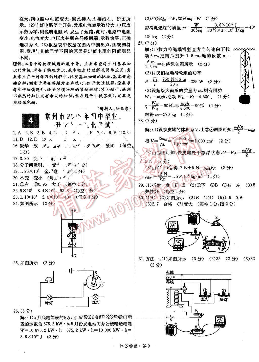 2016年天利38套江蘇省13大市中考試題精選物理 第9頁(yè)