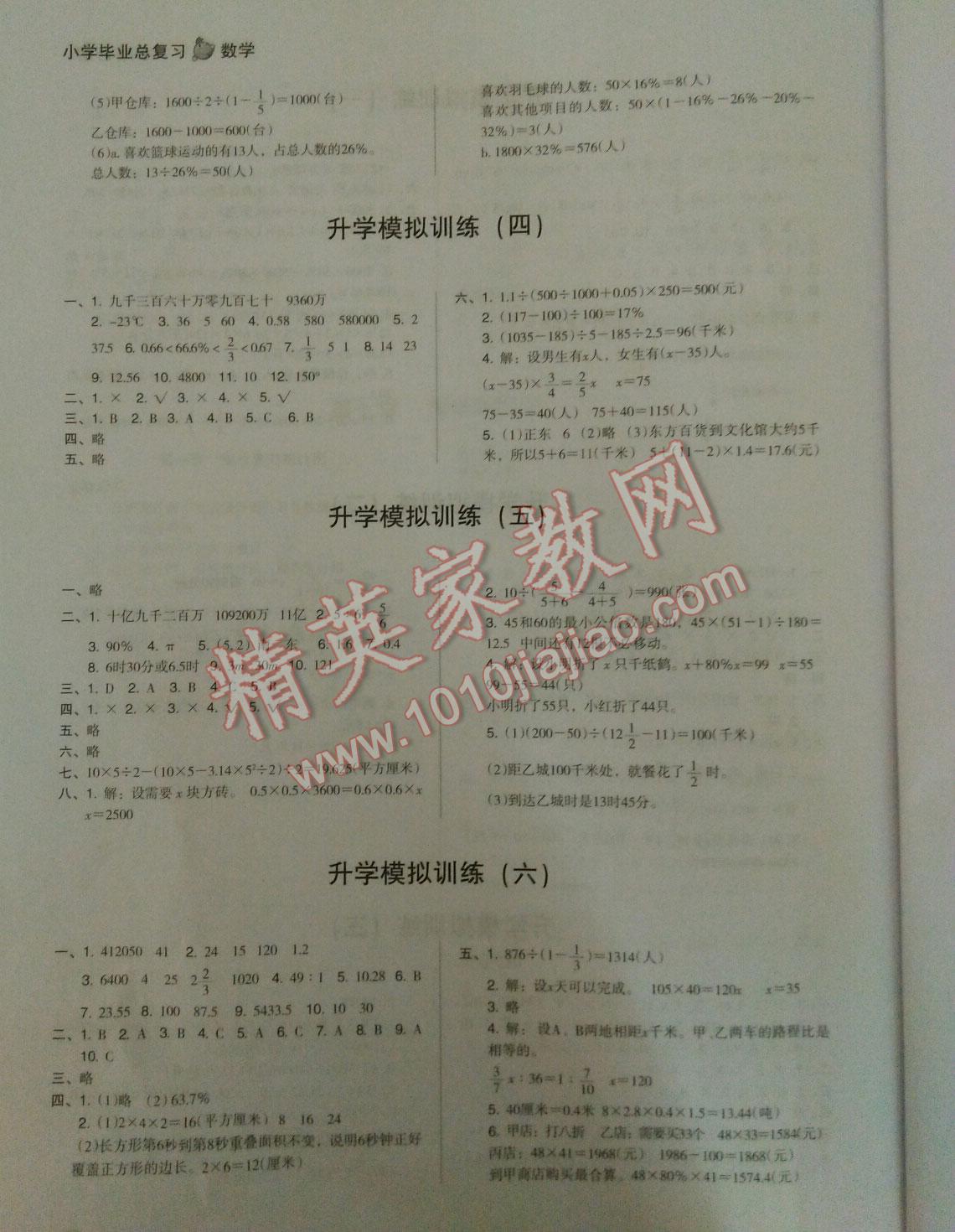 2015年小学毕业总复习考点归纳和应试测练数学 第10页