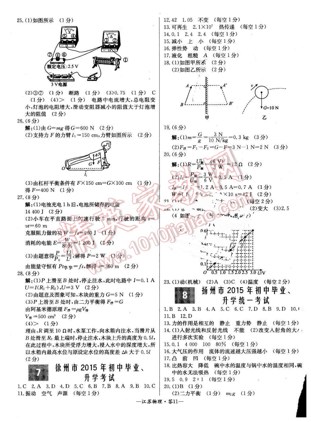 2016年天利38套江苏省13大市中考试题精选物理 第11页