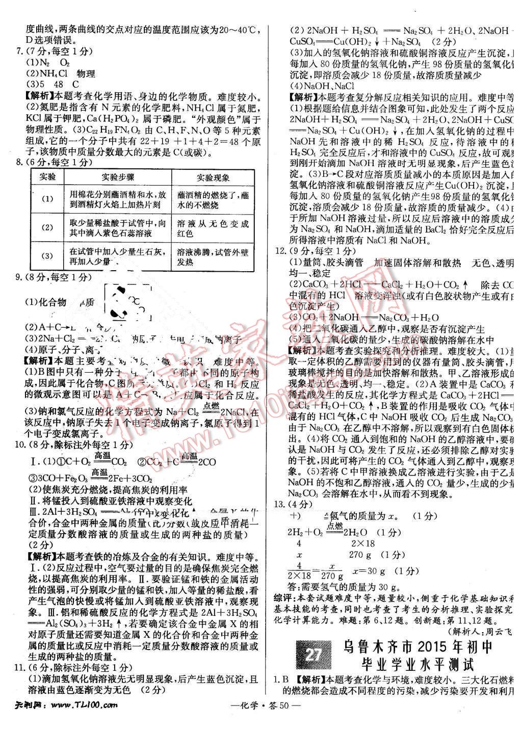 2015年新課標(biāo)全國(guó)中考試題精選化學(xué) 第49頁(yè)