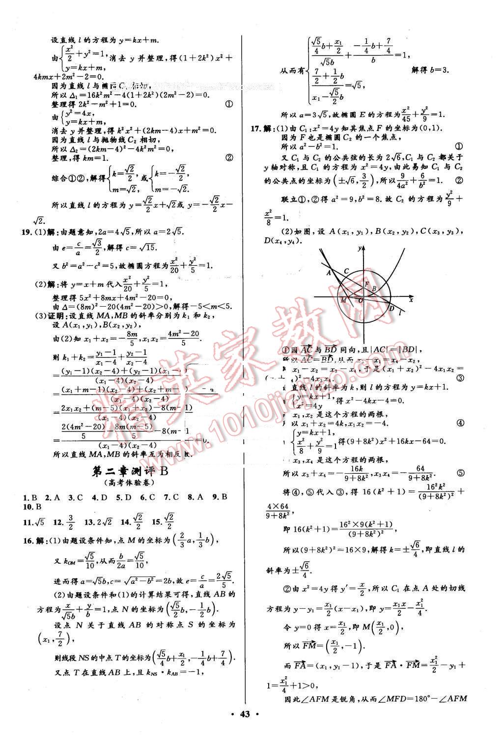 2016年高中同步測(cè)控優(yōu)化設(shè)計(jì)數(shù)學(xué)選修2-1人教A版市場(chǎng)版 第43頁(yè)
