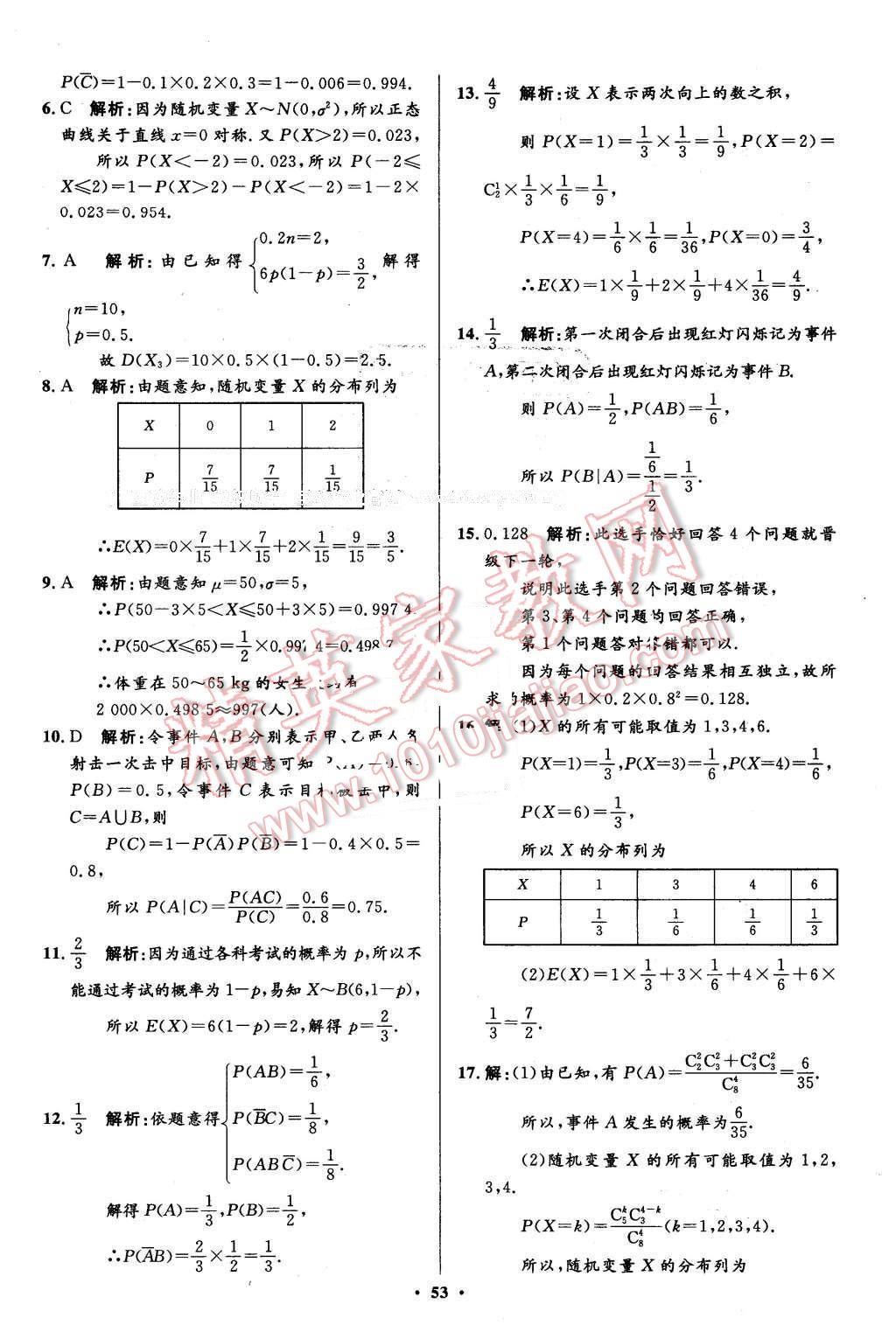 2016年高中同步測控優(yōu)化設(shè)計數(shù)學選修2-3人教A版市場版 第53頁