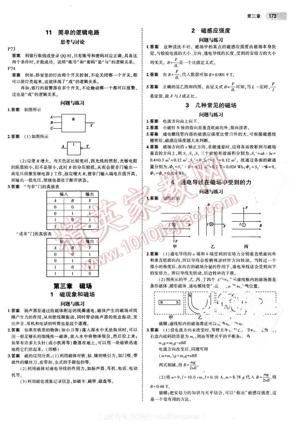 課本高中物理選修3-1人教版 參考答案第7頁