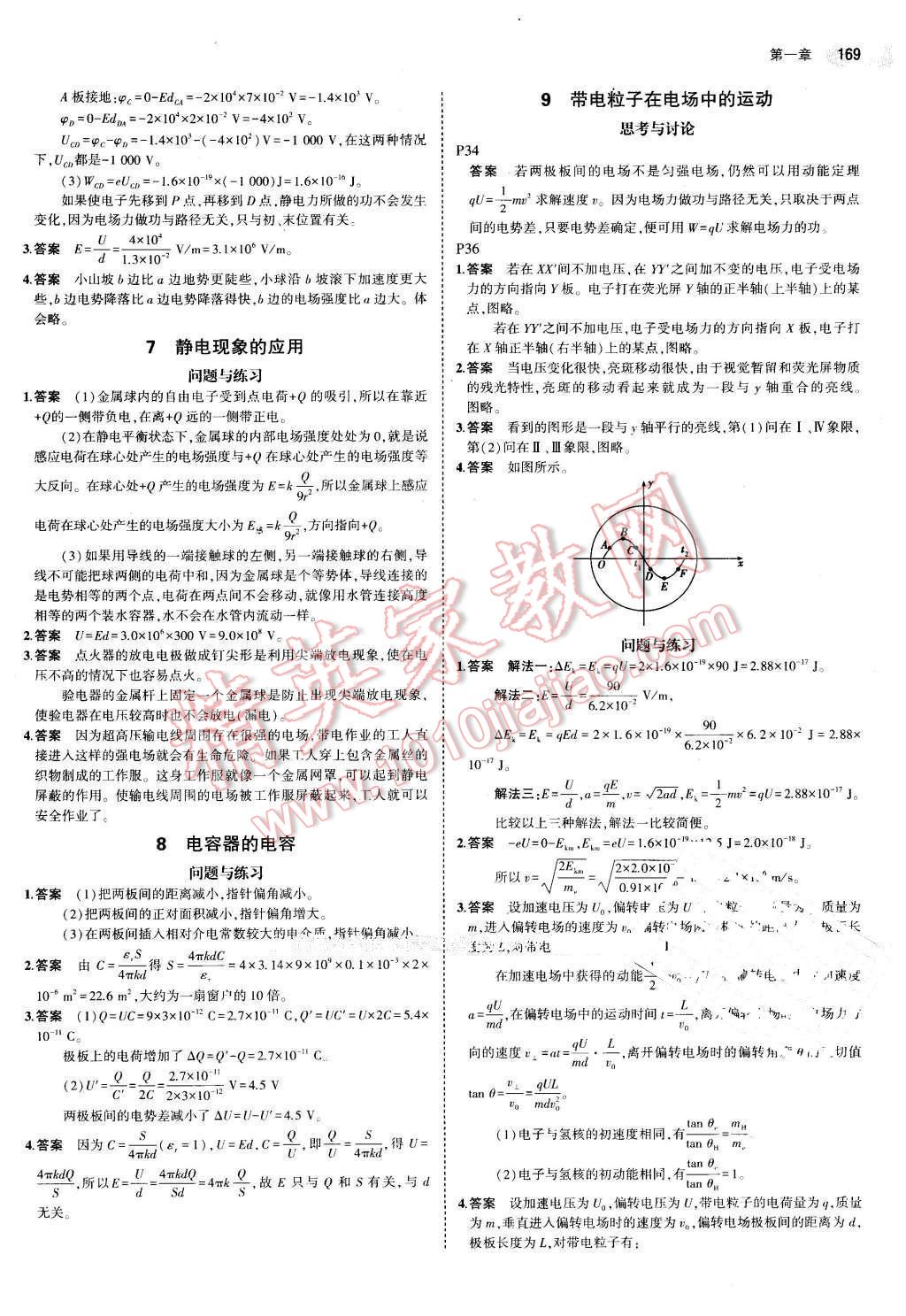 課本高中物理選修3-1人教版 參考答案第3頁