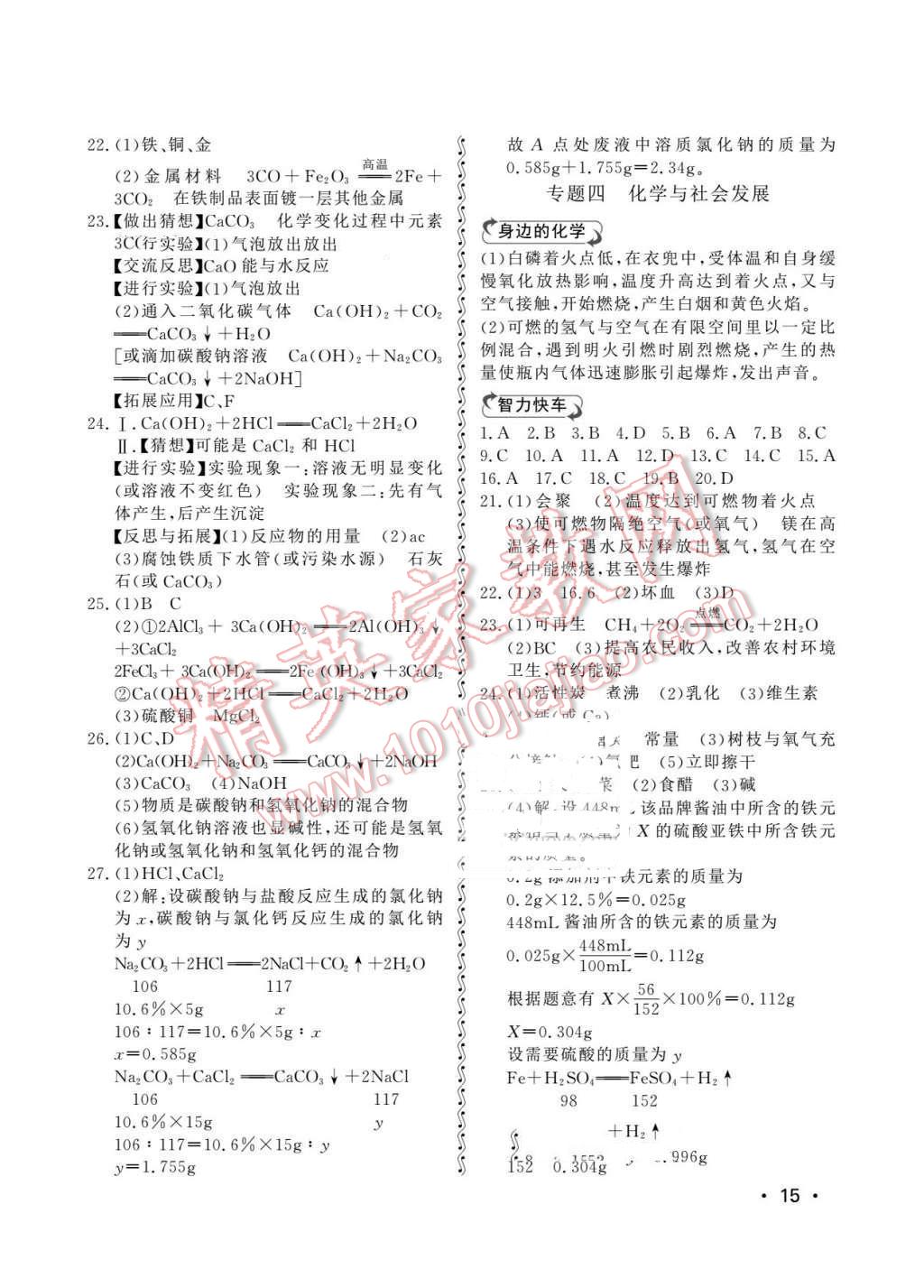 2016年初中卷行知天下九年級物理化學下冊 第15頁