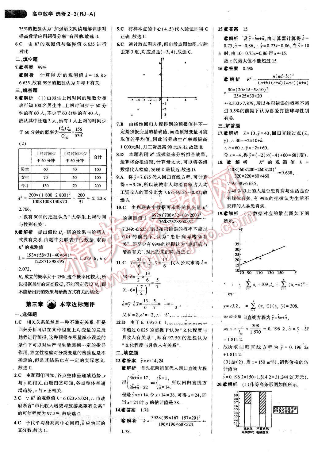 課本高中數(shù)學(xué)選修2-3人教A版 參考答案第21頁(yè)