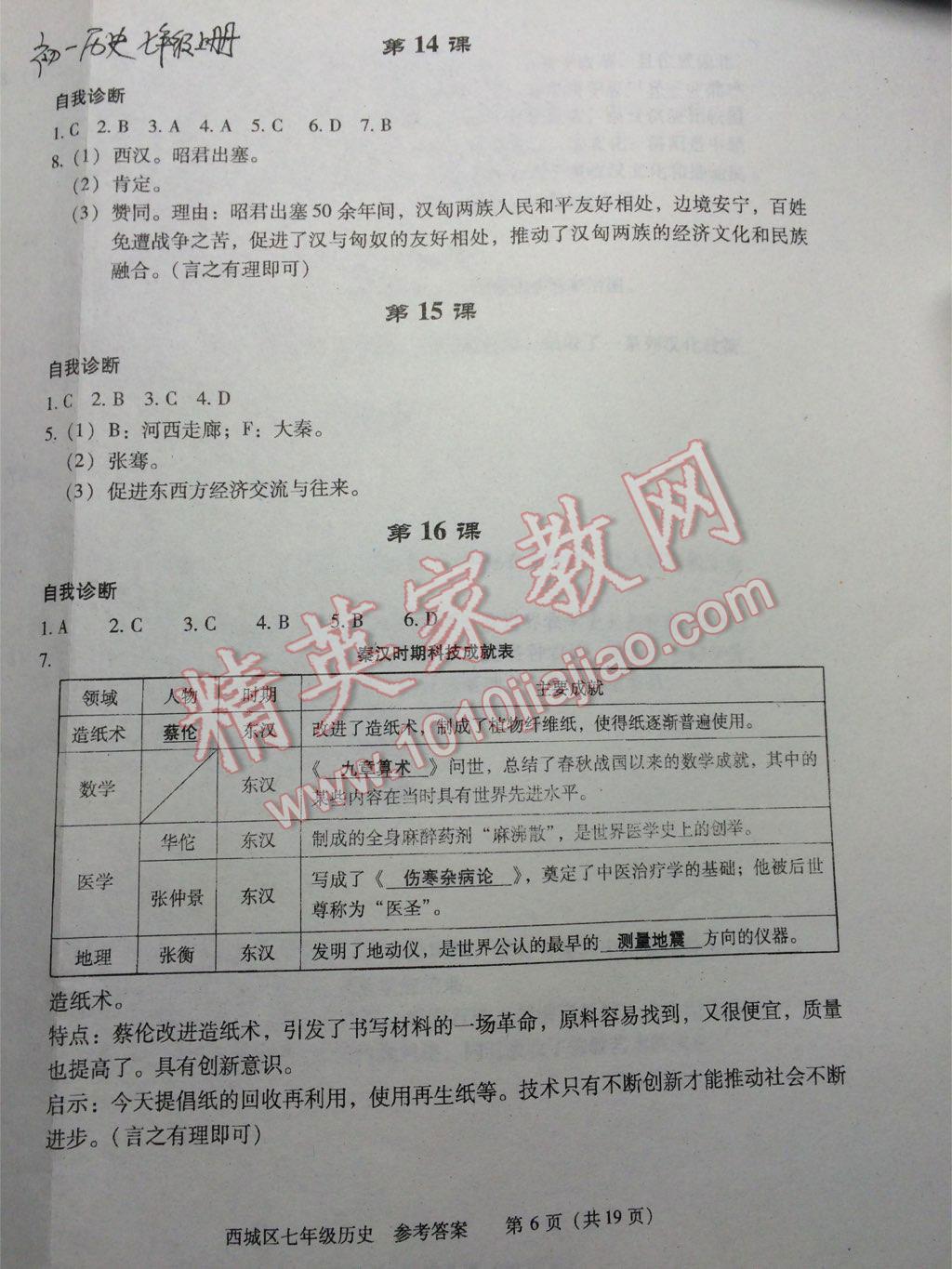 2016年學(xué)習(xí)探究診斷七年級(jí)歷史全一冊(cè) 第6頁