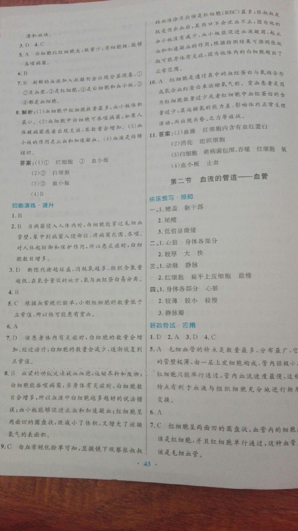 2016年初中同步测控优化设计七年级生物学下册人教版 第43页