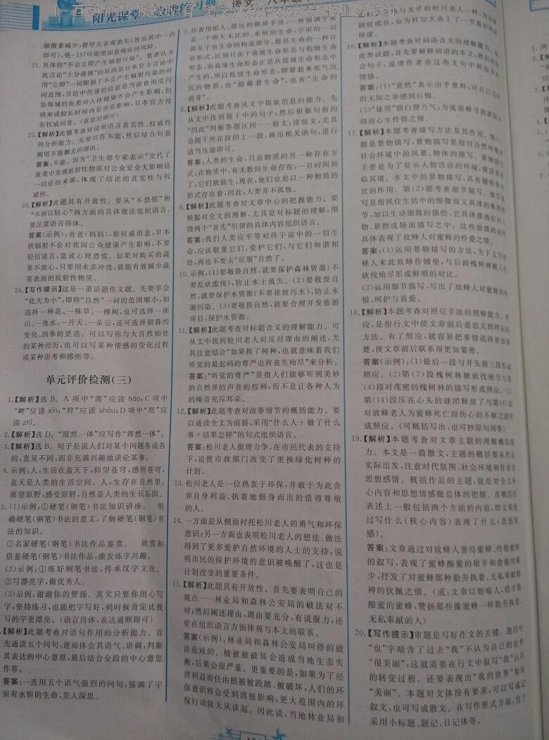 2016年陽光課堂金牌練習(xí)冊八年級語文下冊人教版 第84頁