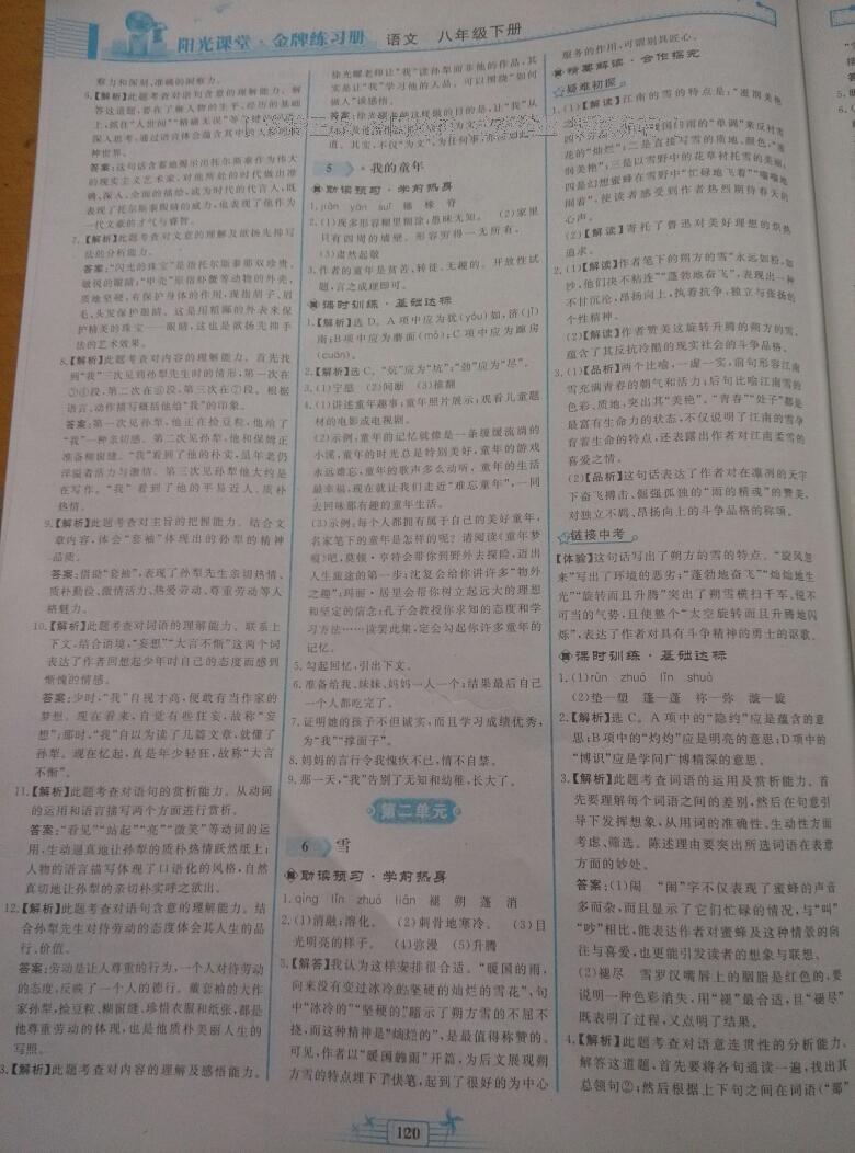 2016年陽光課堂金牌練習(xí)冊八年級語文下冊人教版 第70頁