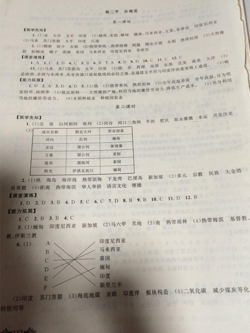 2016年自主学习当堂反馈七年级地理下册人教版 第18页