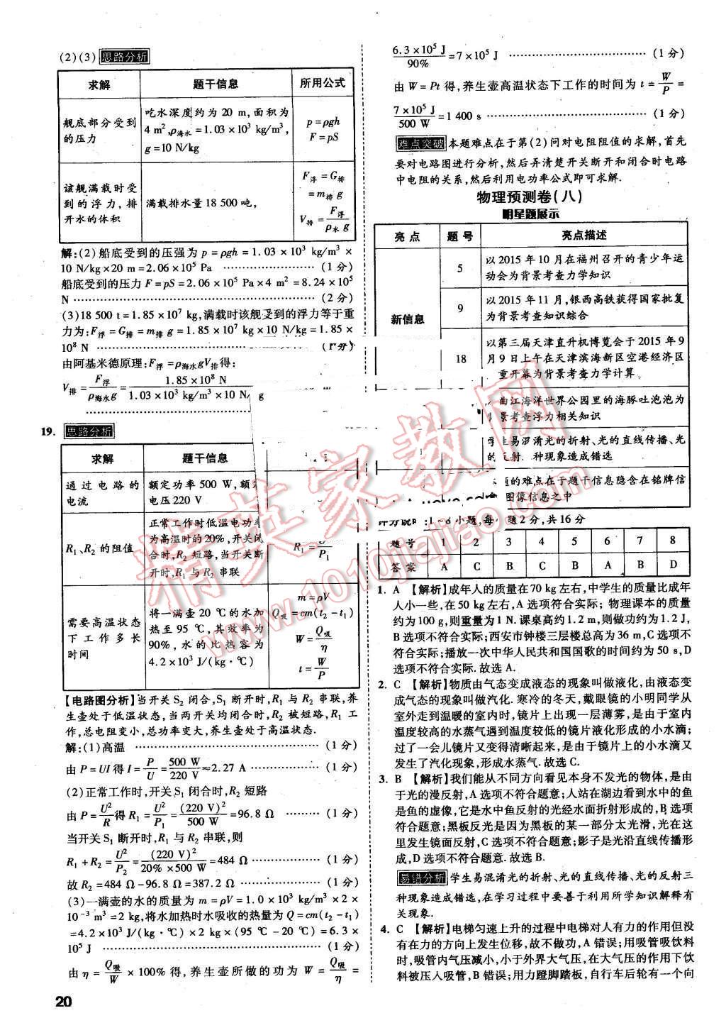 2016年萬唯教育陜西中考預(yù)測卷終極預(yù)測8套卷物理第12年第12版 第17頁