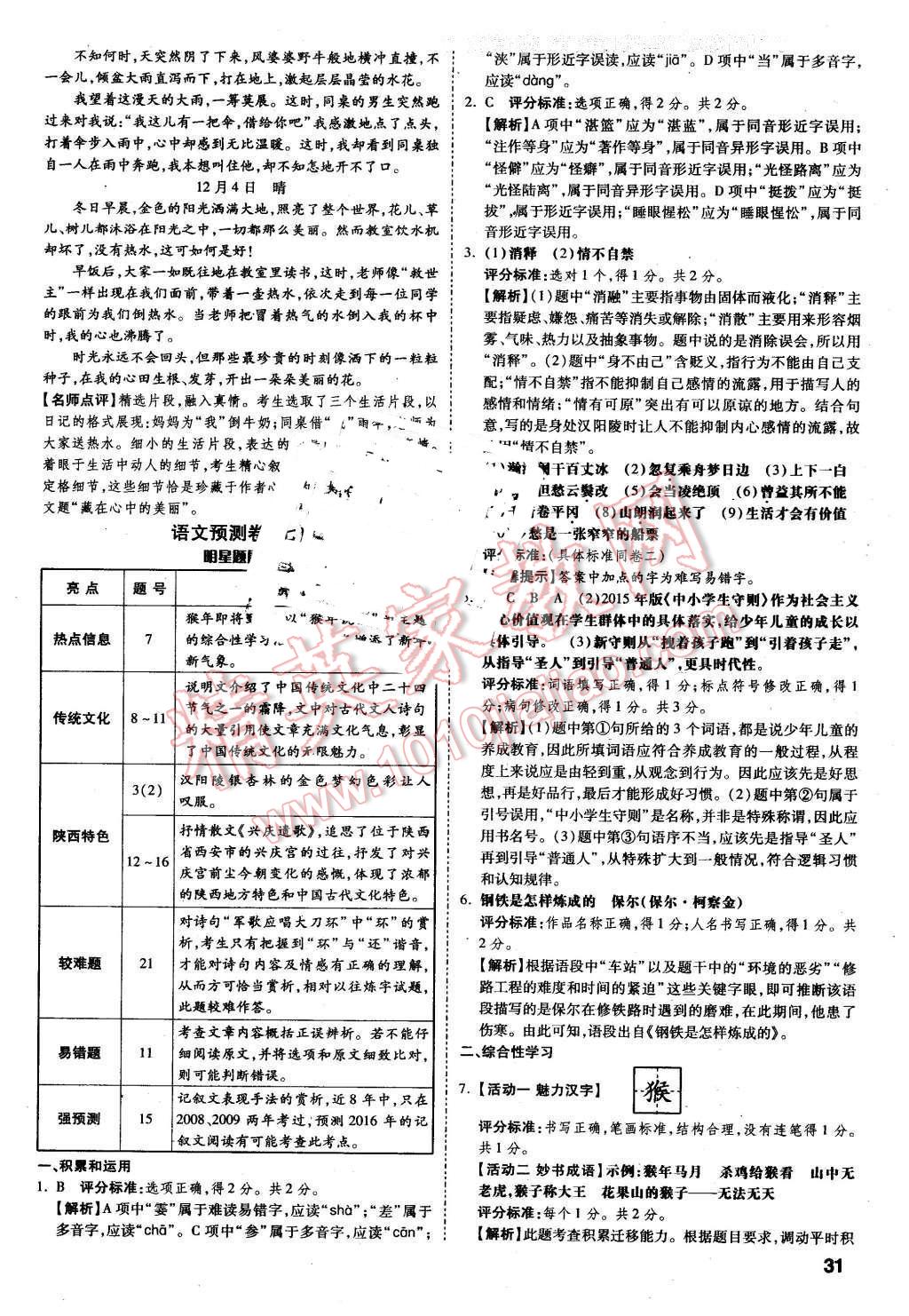 2016年萬唯教育陜西中考預(yù)測(cè)卷終極預(yù)測(cè)8套卷語文第12年第12版 第26頁