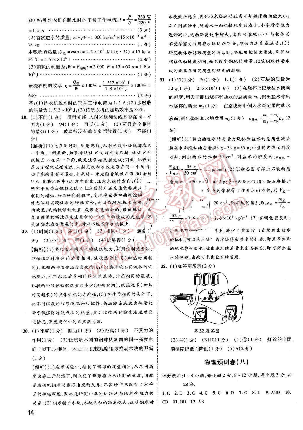 2016年萬(wàn)唯教育撫本鐵遼葫中考預(yù)測(cè)卷終極預(yù)測(cè)8套卷物理第12年第12版 第13頁(yè)