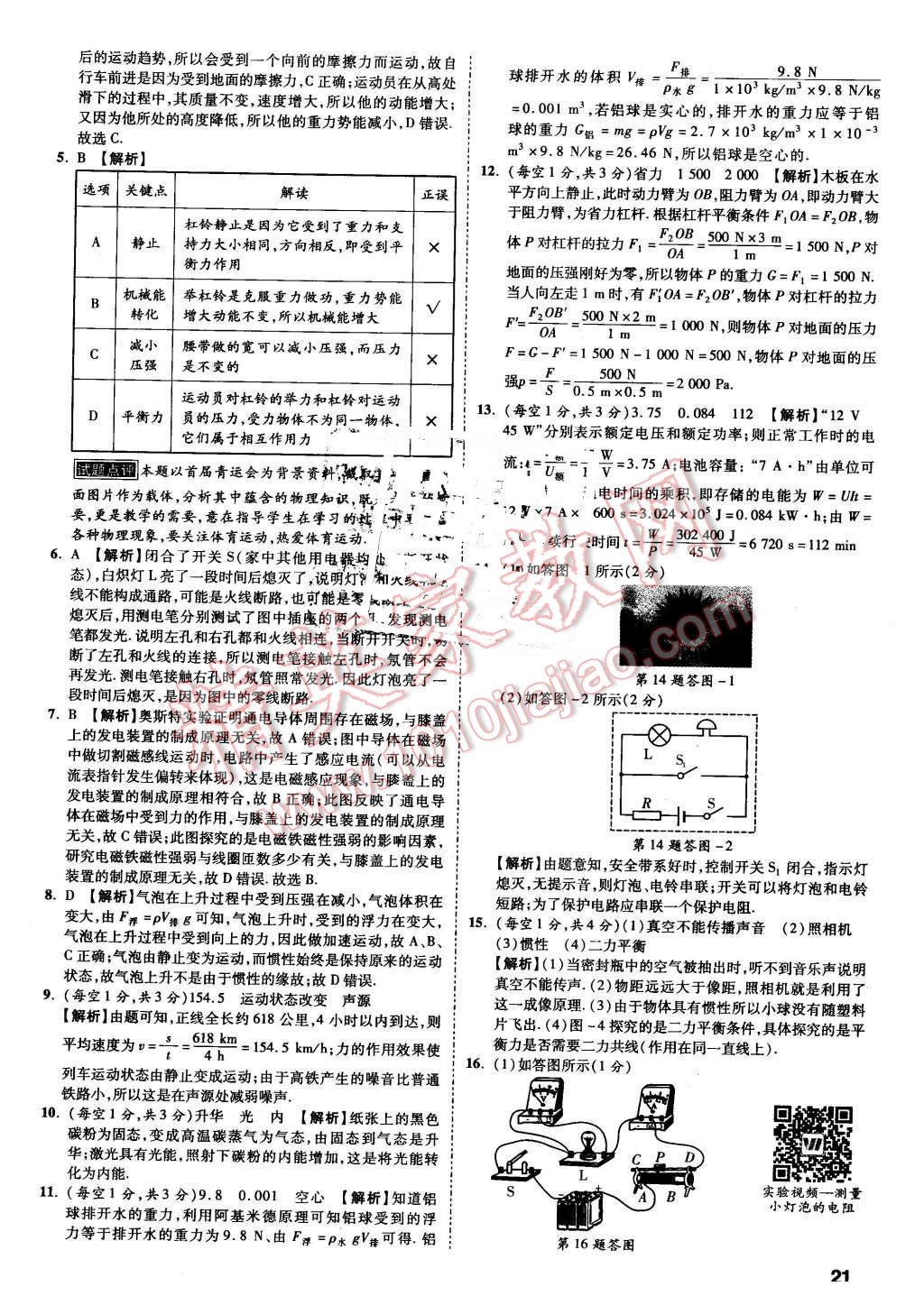 2016年萬(wàn)唯教育陜西中考預(yù)測(cè)卷終極預(yù)測(cè)8套卷物理第12年第12版 第18頁(yè)