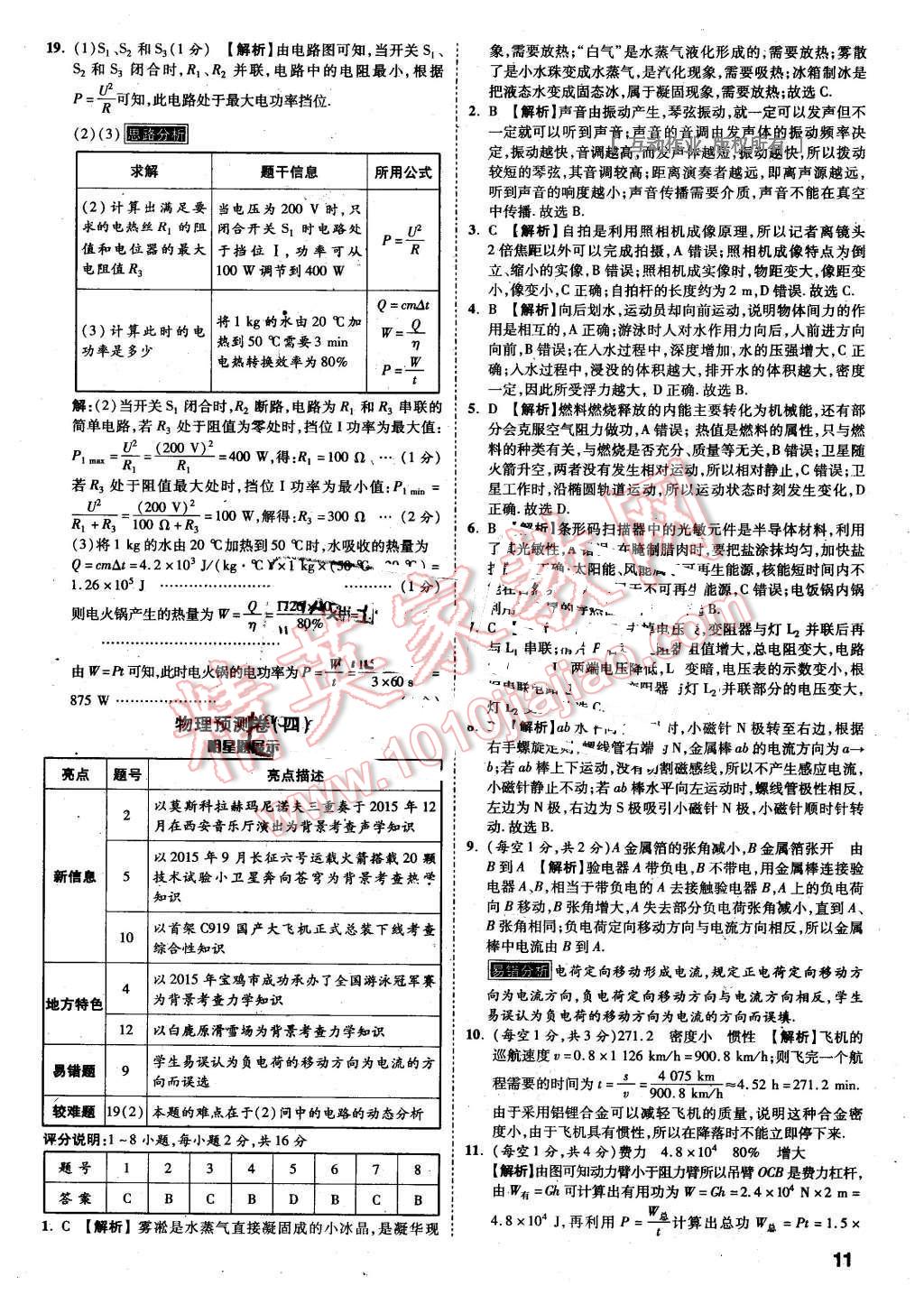 2016年萬唯教育陜西中考預(yù)測卷終極預(yù)測8套卷物理第12年第12版 第8頁