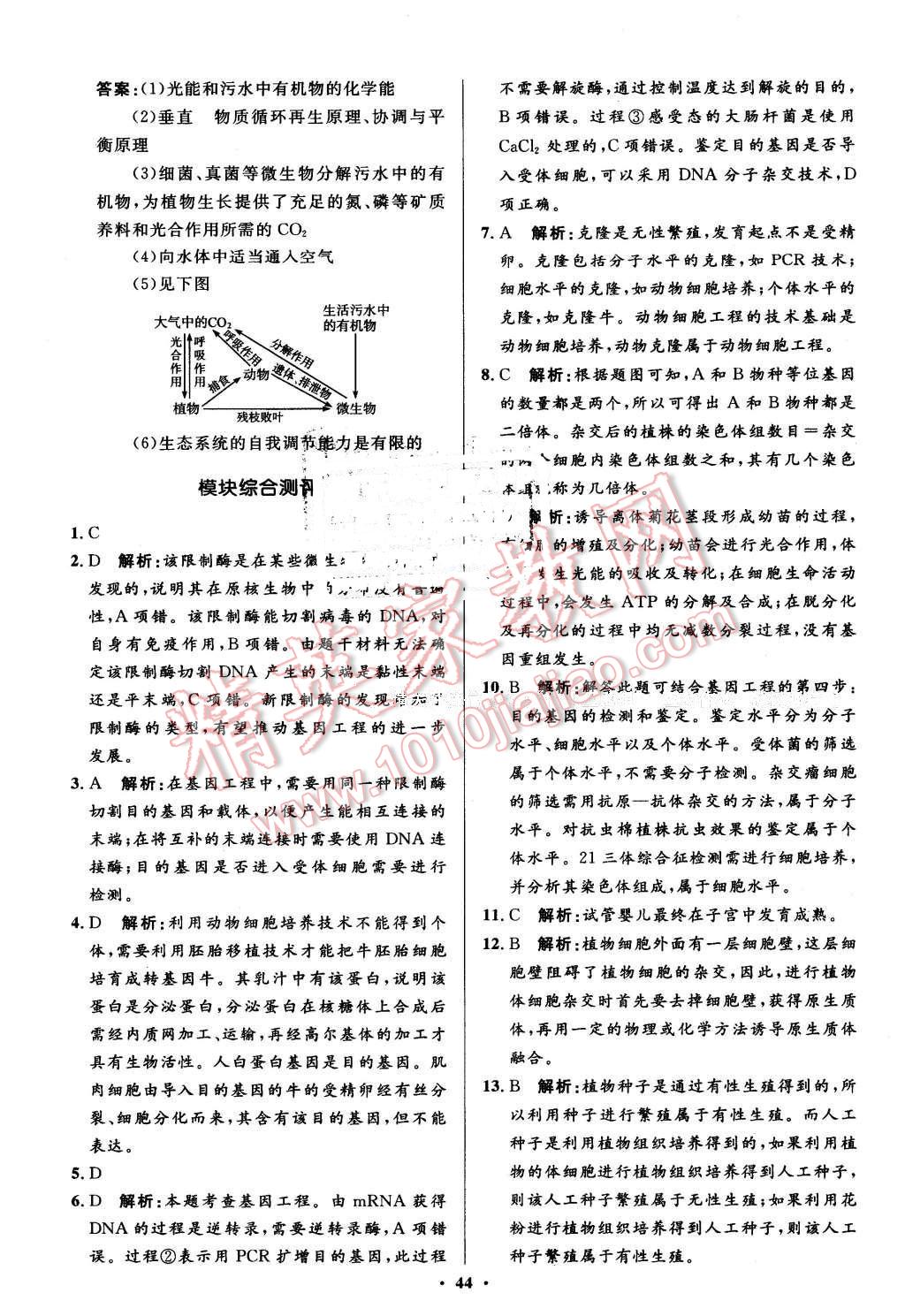 2016年高中同步測(cè)控優(yōu)化設(shè)計(jì)生物選修3人教版市場(chǎng)版 第44頁