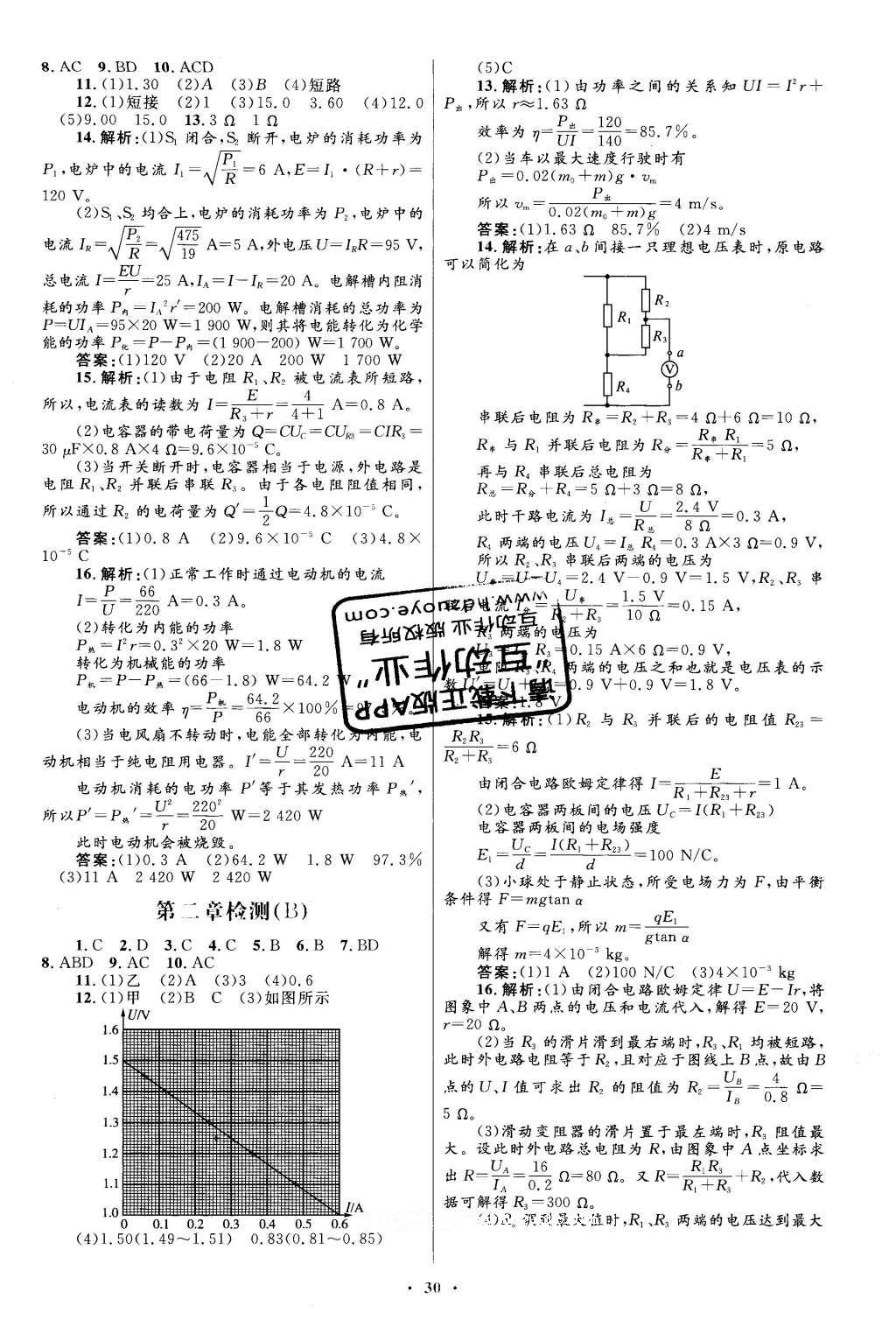 2016年高中同步測(cè)控優(yōu)化設(shè)計(jì)物理選修3-1人教版 單元檢測(cè)卷答案第31頁(yè)