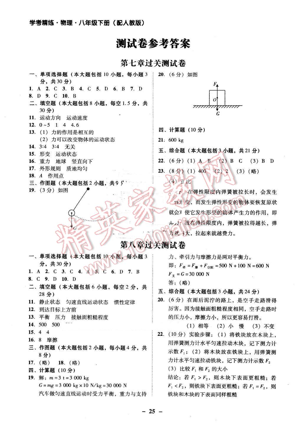 2016年南粵學(xué)典學(xué)考精練八年級物理下冊人教版 第1頁