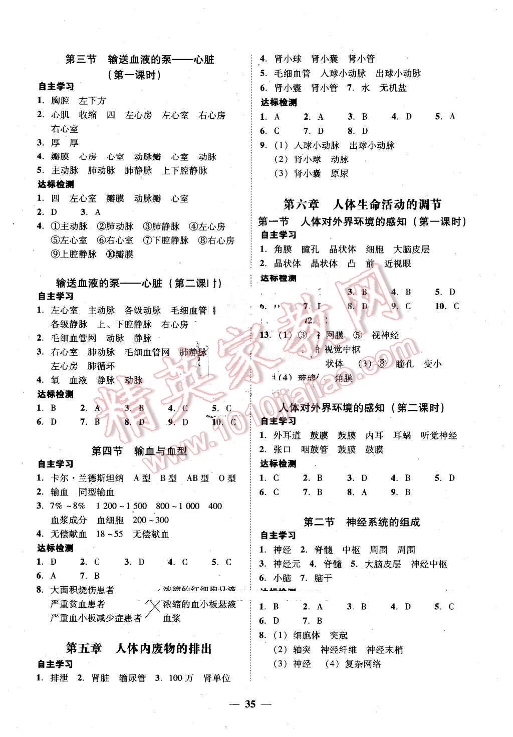 2016年南粤学典学考精练七年级生物学下册人教版 第7页