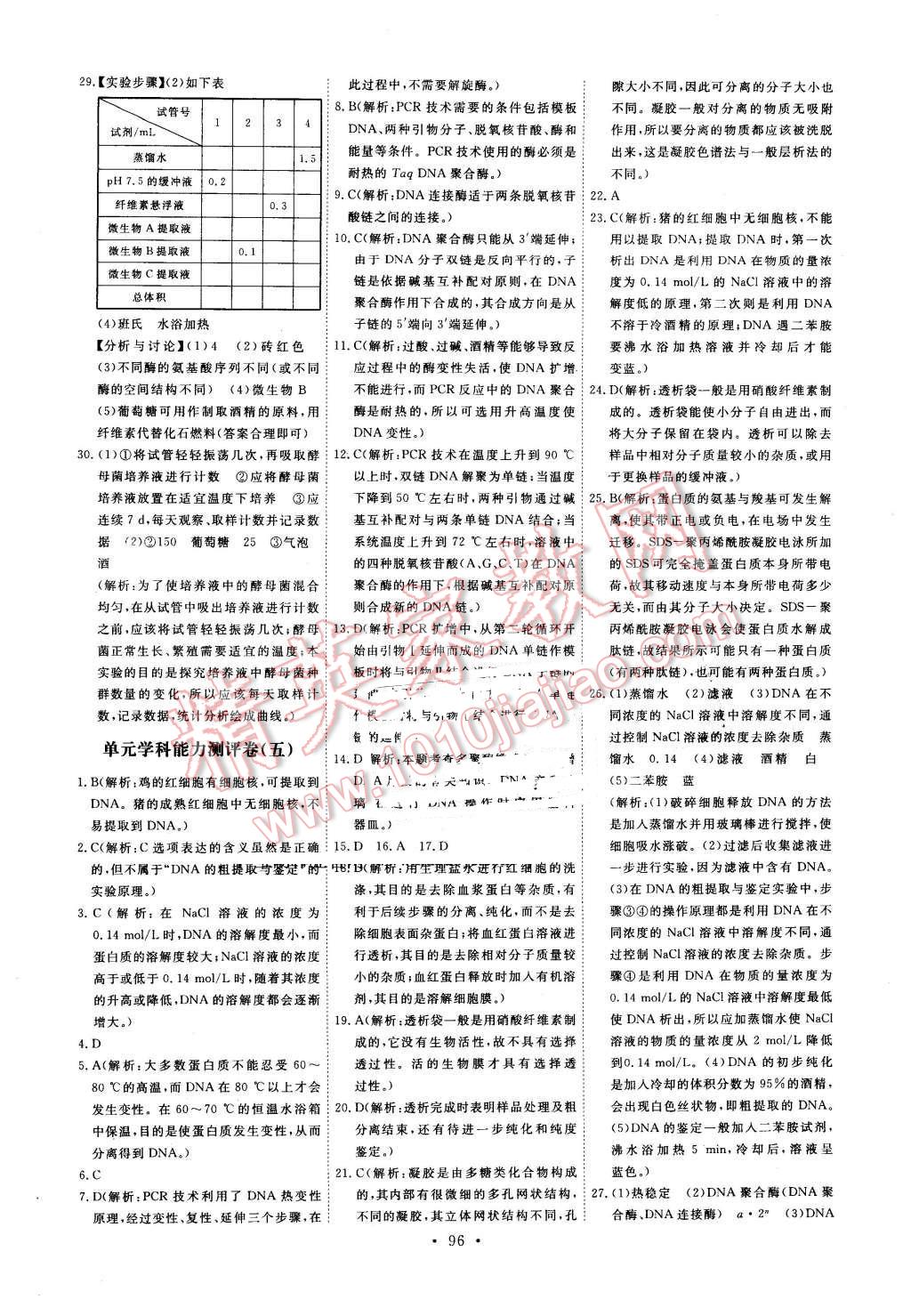 2015年能力培養(yǎng)與測試生物選修1人教版 第21頁