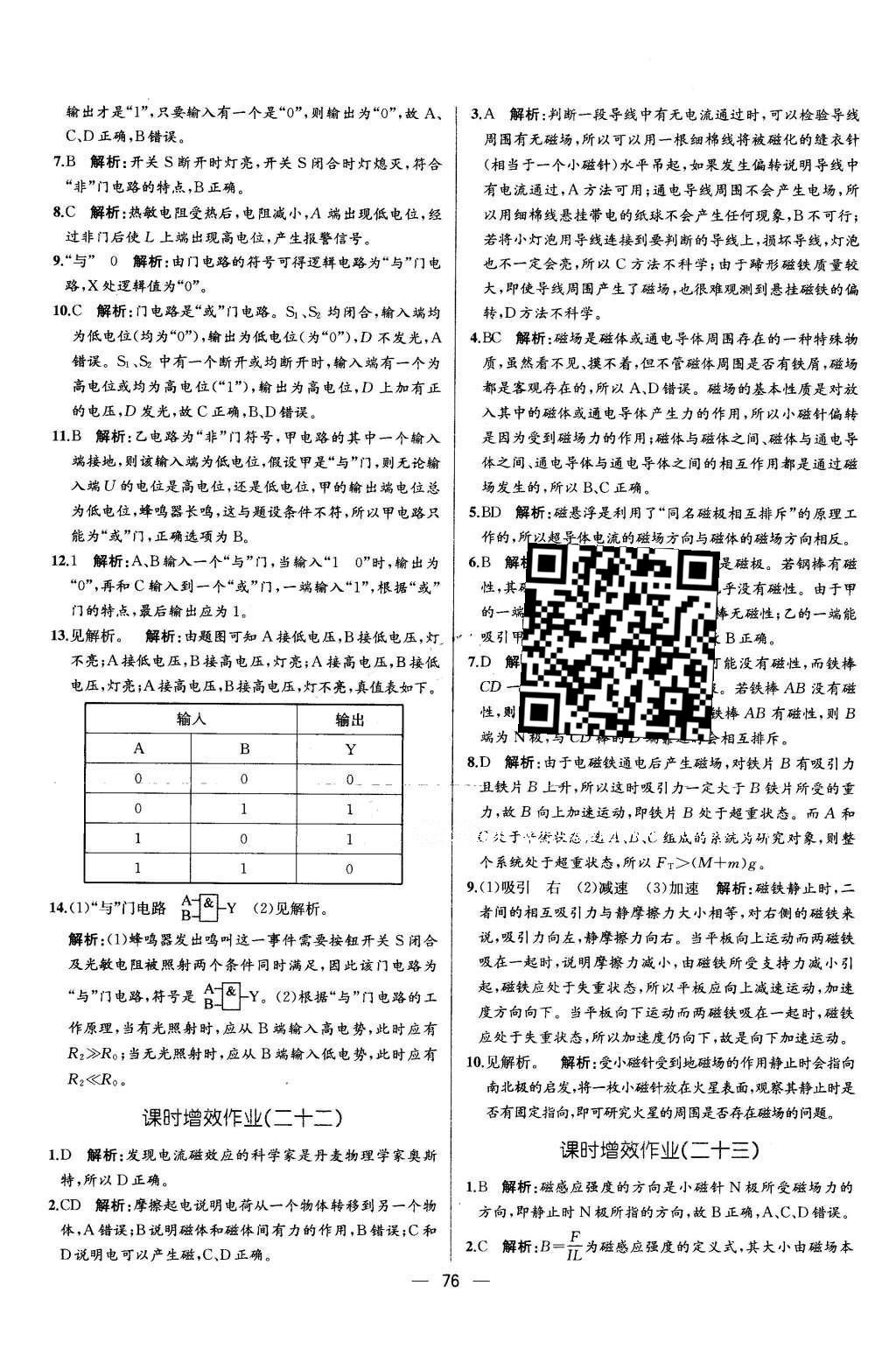 2015年同步導(dǎo)學(xué)案課時(shí)練物理選修3-1人教版 課時(shí)增效作業(yè)答案第42頁(yè)