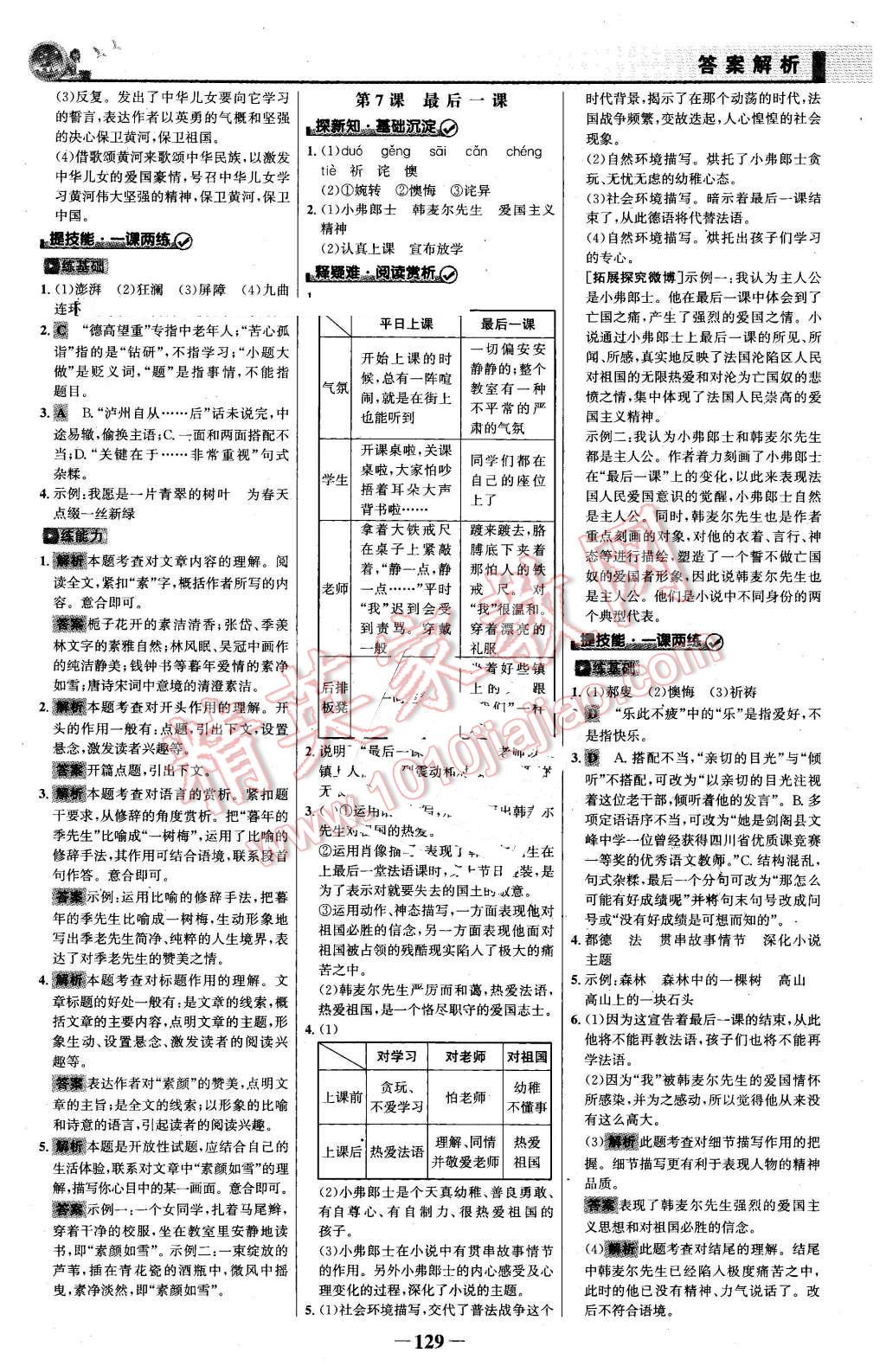 2016年同步精練七年級語文下冊人教版 第4頁