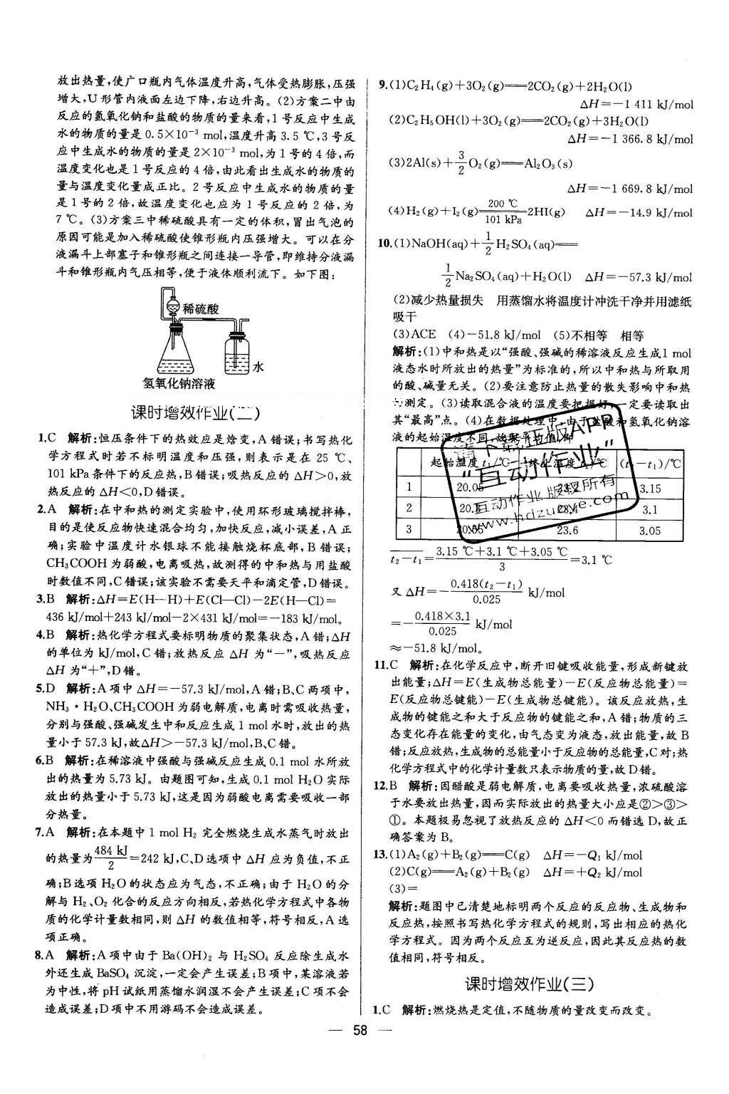 2016年同步導(dǎo)學(xué)案課時(shí)練化學(xué)選修4化學(xué)反應(yīng)原理人教版 課時(shí)增效作業(yè)答案第22頁