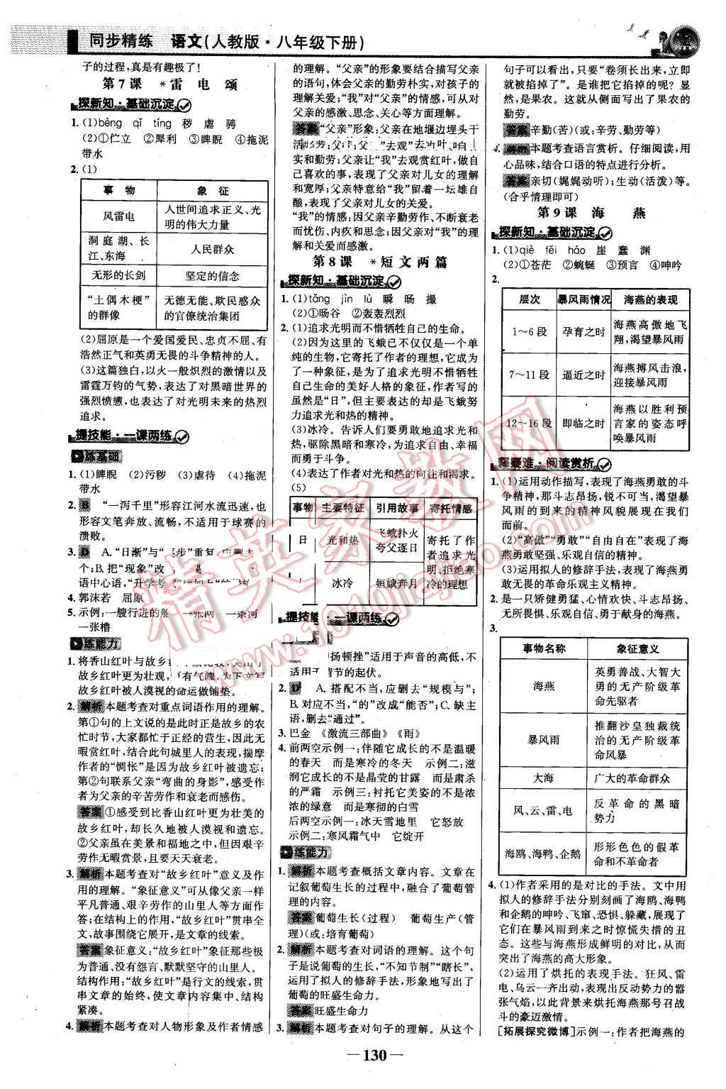 2016年同步精練八年級語文下冊人教版 第5頁