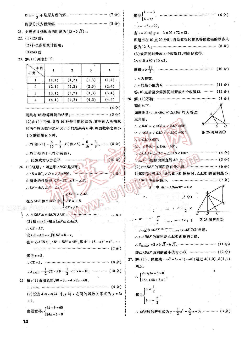 2016年萬(wàn)唯教育遵義中考預(yù)測(cè)卷終極預(yù)測(cè)8套卷數(shù)學(xué)第12年第12版 第14頁(yè)